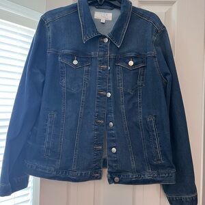 Time and Tru Women's Dark Blue Denim Jacket with Button Front